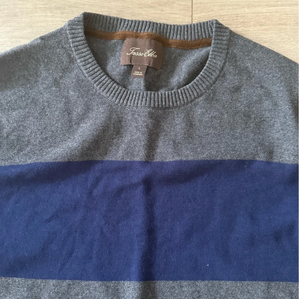 Men's Gray and Navy Colorblock Crewneck Sweater NWT